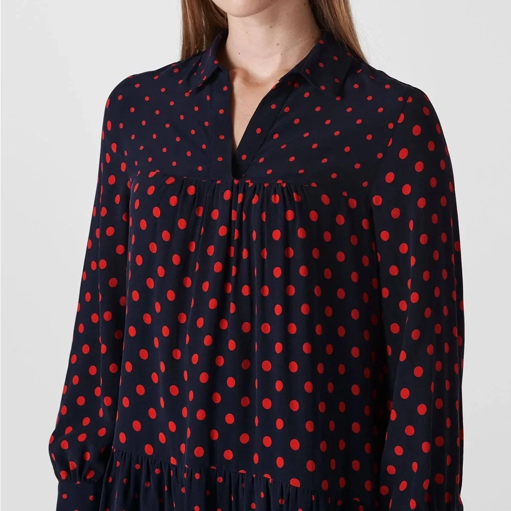 Whistles Navy Molly Polka Dot Shirt Dress Size UK 10 / US 6 / EU 38‎